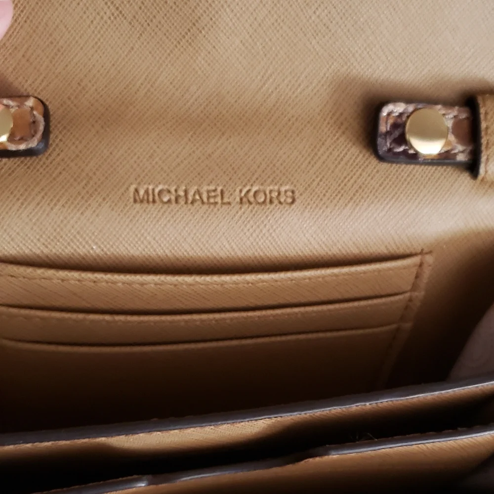 Michael Kors Brown Crossbody Bag with Embossed Snakeskin